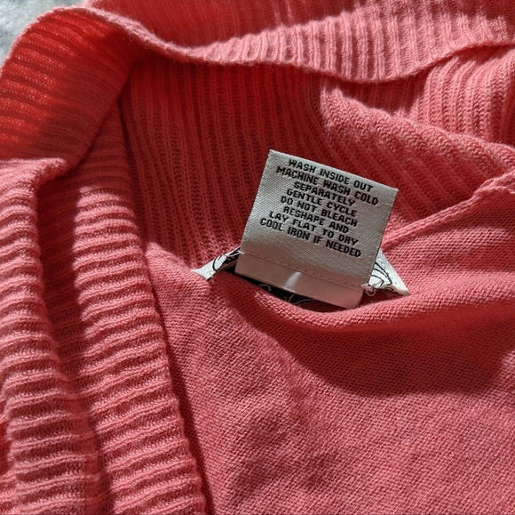 Coral cardigan Sweater Boho Ribbed Detailing Longer Length in Front Size Medium - Picture 8 of 16